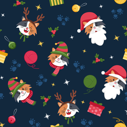 [NAN1002] BRUSH ESTAMPADO NAVIDAD GATOS NAVIDEÑOS