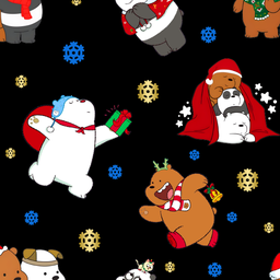 [NES1001] BRUSH ESTAMPADO NAVIDEÑO ESCANDALOSOS FONDO NEGRO