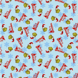 [NGR1000] BRUSH ESTAMPADO NAVIDAD GRINCH FONDO CELESTE