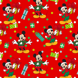 [NMK1002] BRUSH ESTAMPADO MICKEY MOUSE NAVIDAD FONDO ROJO