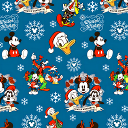 [NMK1013] BRUSH ESTAMPADO MICKEY Y SUS AMIGOS NAVIDAD FONDO AZUL