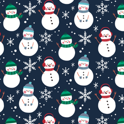 [NMN1000] BRUSH ESTAMPADO NAVIDEÑO MUÑECOS DE NIEVE FONDO AZUL