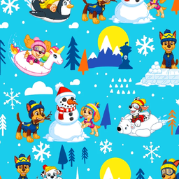 [NPP1001] BRUSH ESTAMPADO NAVIDEÑO PAW PATROL FONDO PAISAJE NEVADO