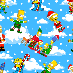 [NSP1000] BRUSH ESTAMPADO NAVIDEÑO LOS SIMPSONS FONDO NUBES & NIEVE