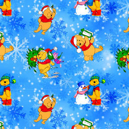 [NWI1000] BRUSH ESTAMPADO NAVIDEÑO WINNIE POOH FONDO AZUL