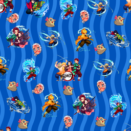 [VKT1000] BRUSH ESTAMPADO KIMETSU NO YAIBA FONDO AZUL