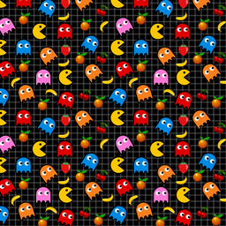[VPN1002] BRUSH ESTAMPADO PACMAN COLLAGE FONDO NEGRO