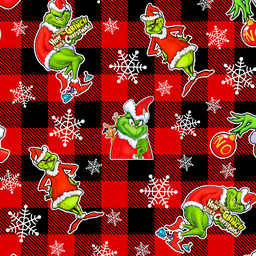 [NGR1014] BRUSH ESTAMPADO GRINCH CUADROS ROJO CON NEGRO