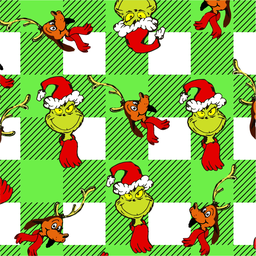 [NGR1016] BRUSH ESTAMPADO GRINCH CUADROS VERDES CON BLANCO