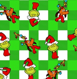 [NGR1016] BRUSH ESTAMPADO GRINCH CUADROS VERDES CON BLANCO