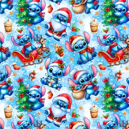 [NTT1006] BRUSH ESTAMPADO STITCH NAVIDEÑO VETEADO
