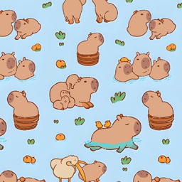 [ACB1006] BRUSH ESTAMPADO CAPIBARA FONDO CELESTE