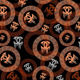 [MCH1000] BRUSH ESTAMPADO CHANNEL NARANJA FONDO NEGRO