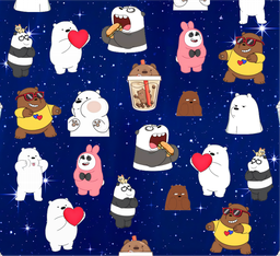 [VES1000] BRUSH ESTAMPADO ESCANDALOSOS FONDO AZUL