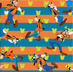 [VGF1001] BRUSH ESTAMPADO GOOFY FONDO LINEAS NARANJA & TURQUESA