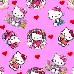[DHK1008] BRUSH ESTAMPADOHELO KITTY CORAZONES ROJOS FONDO ROSADO