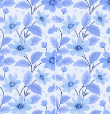 [FLO1069] BRUSH ESTAMPADO FLORES CELESTE FONDO BLANCO