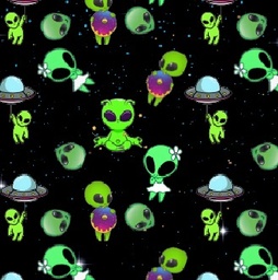 [HAL1001] BRUSH ESTAMPADO ALIEN VERDES FONDO ESPACIAL