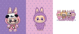 [FLL1001] BRUSH ESTAMPADO LABUBU MORADO CON ROSADO ADULTO