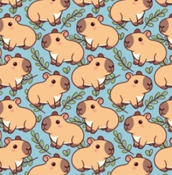 [ACB1013] BRUSH ESTAMPADO CAPIBARA FONDO CELESTE