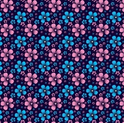 [FLO1084] BRUSH ESTAMPADO FLORES FUCSIA Y TURQUESA