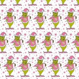 [NGR1021] BRUSH ESTAMPADO GRINCH ESTRELLAS ROSAS