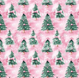 [NAR1000] BRUSH ESTAMPADO NAVIDAD ARBOLES FONDO ROSA