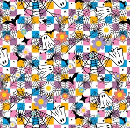 [HWN1020] BRUSH ESTAMPADO FANTASMAS Y CUADROS DE COLORES