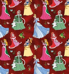 [NPS1000] BRUSH ESTAMPADO NAVIDAD PRINCESAS FONDO ROJO