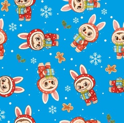 [NLB1001] BRUSH ESTAMPADO NAVIDAD LABUBU CELESTE