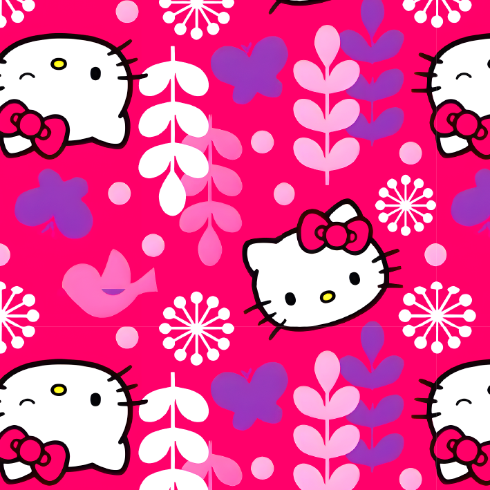BRUSH ESTAMPADO HELLO KITTY CON FLORES FONDO FUCSIA