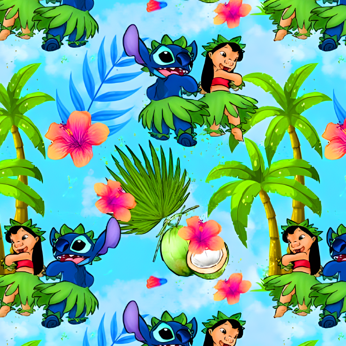 BRUSH ESTAMPADO STITCH Y LILO BAILANDO