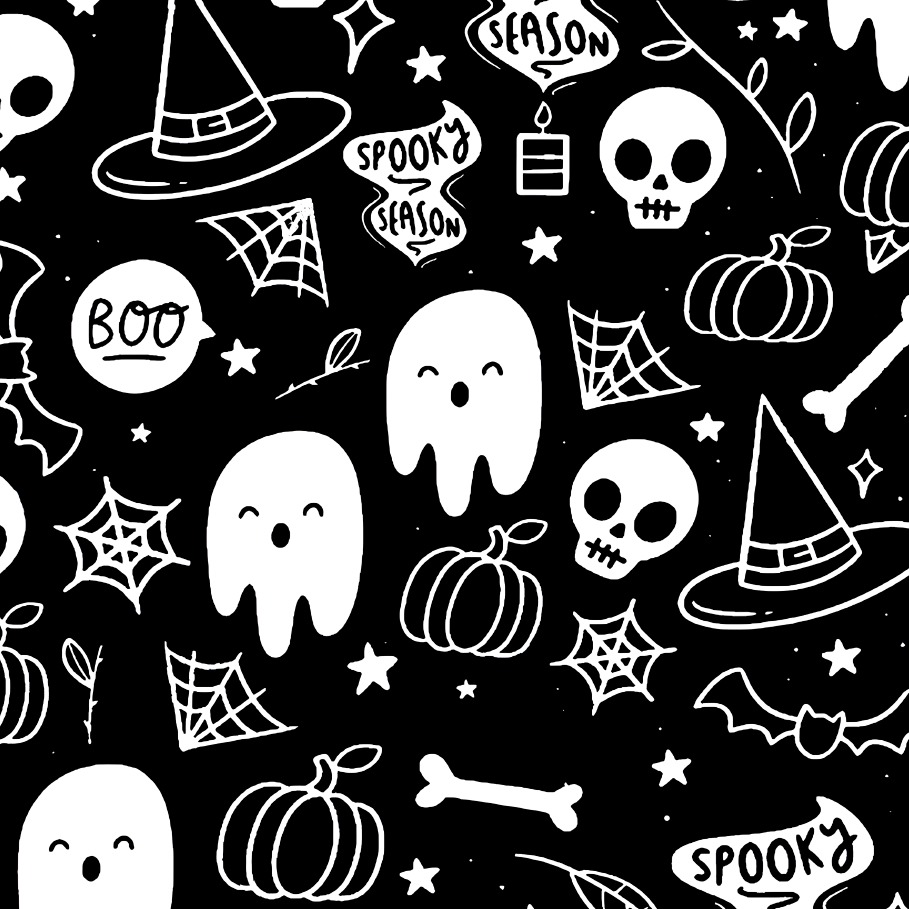 BRUSH ESTAMPADO FANTASMA NEGRO