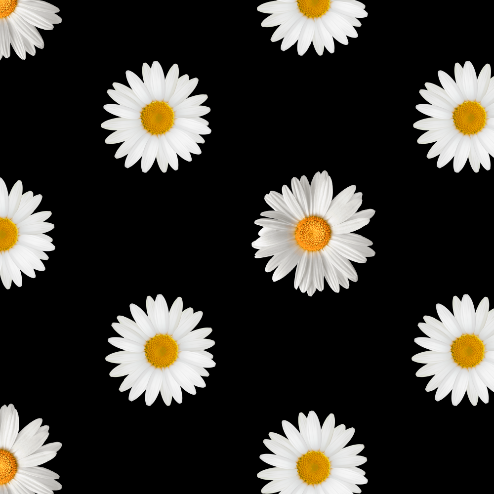 SATIN ESTAMPADO MARGARITAS FONDO NEGRO