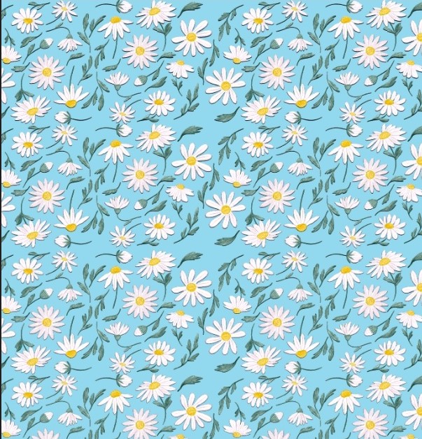 BRUSH ESTAMPADO MARGARITAS FONDO CELESTE