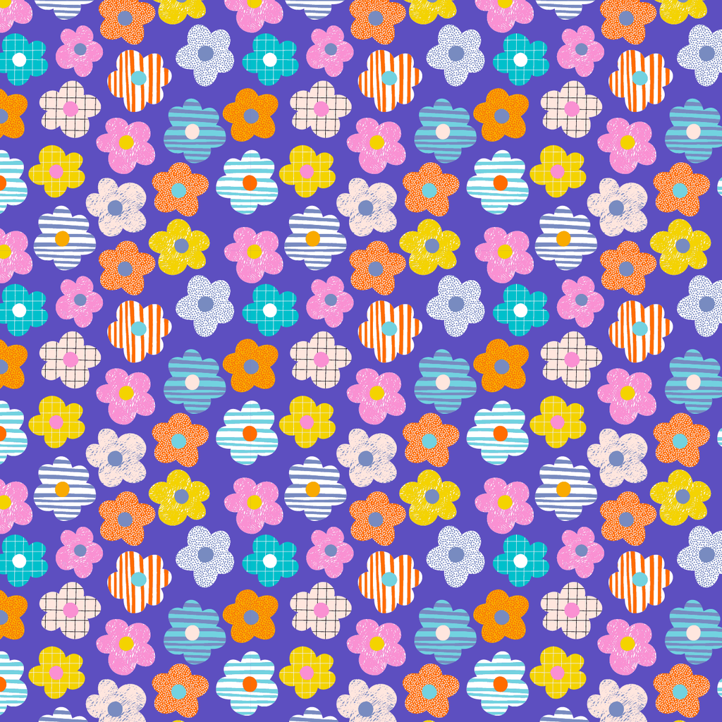 BRUSH ESTAMPADO FLORES DE COLORES FONDO LILA