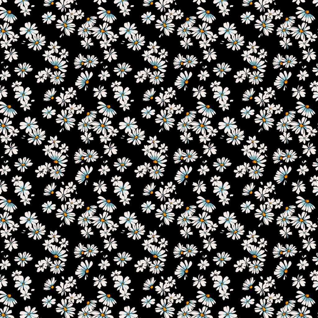 BRUSH ESTAMPADO FLORES DE MANZANILLA FONDO NEGRO