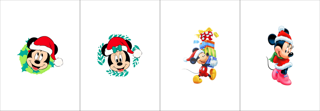 BRUSH ESTAMPADO FRENTES MICKEY NAVIDEÑO FONDO BLANCO X4