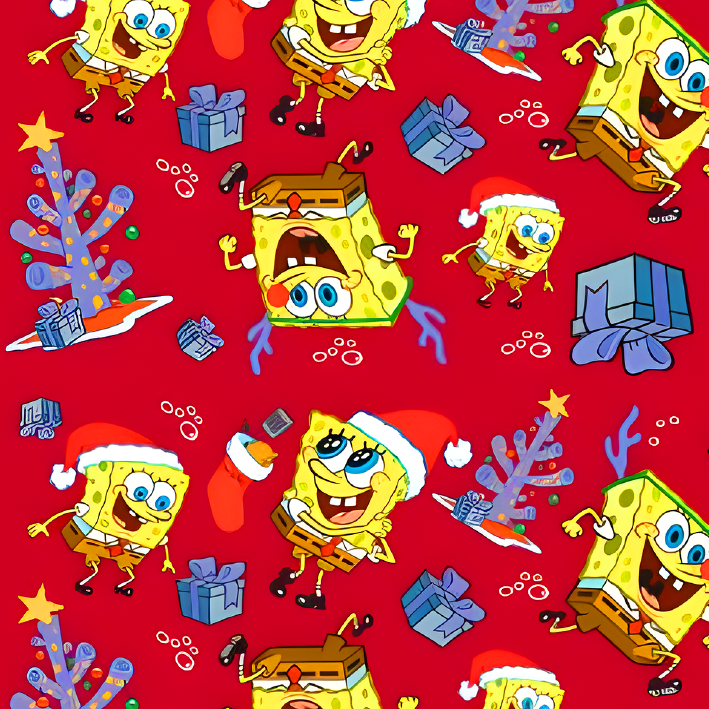 BRUSH ESTAMPADO NAVIDEÑO BOB ESPONJA FONDO ROJO
