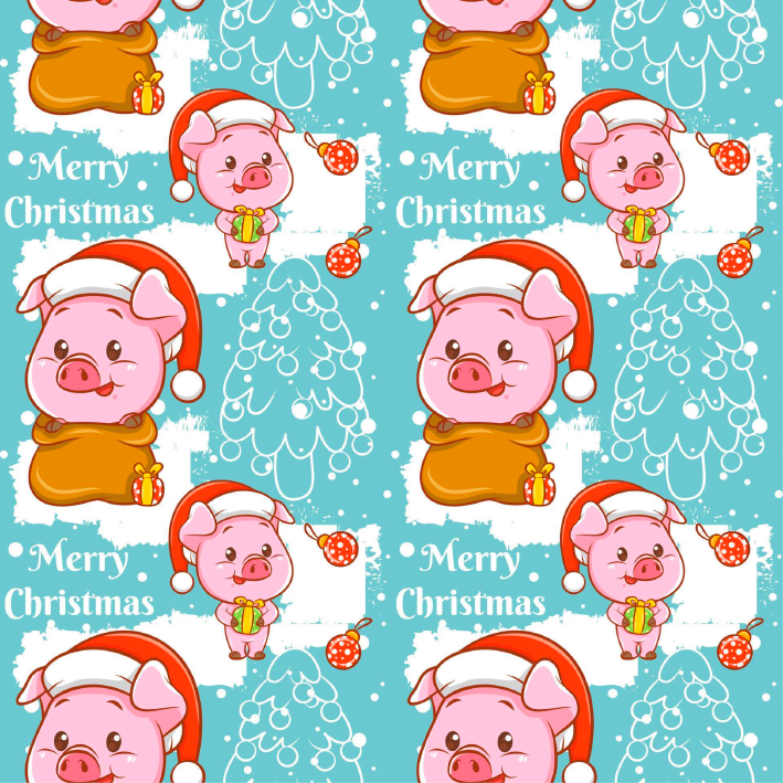 BRUSH ESTAMPADO CERDITOS FONDO CELESTE