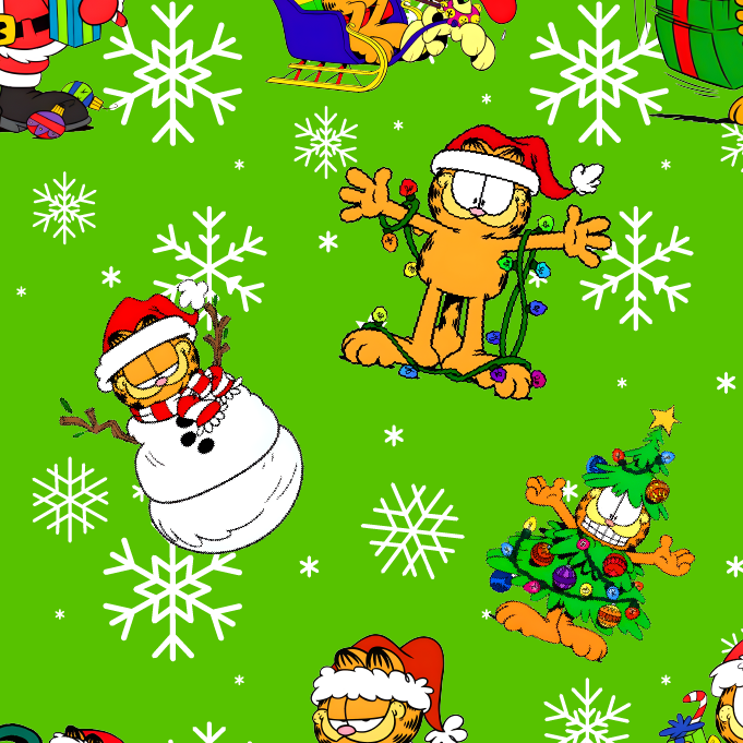 BRUSH ESTAMPADO NAVIDEÑO GARFIELD FONDO VERDE