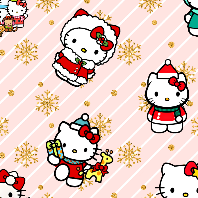 BRUSH ESTAMPADO NAVIDEÑO HELLO KITTY FONDO ROSADO