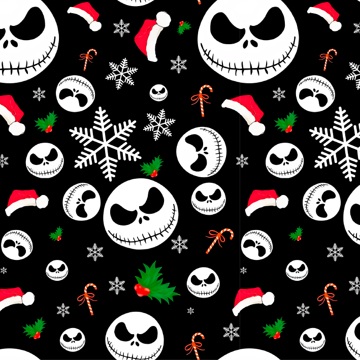 BRUSH ESTAMPADO CARAS JACK SKELLINGTON NAVIDAD FONDO NEGRO