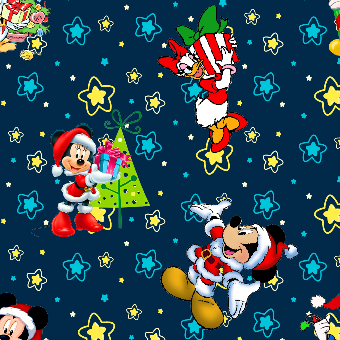 BRUSH ESTAMPADO NAVIDEÑO MICKEY MOUSE & AMIGOS FONDO AZUL