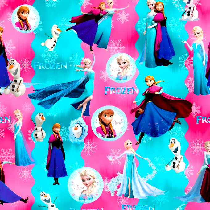 BRUSH ESTAMPADO FROZEN FONDO RAYAS ROSADO Y TURQUESA