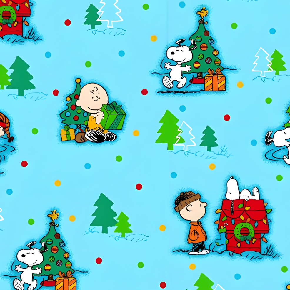 BRUSH ESTAMPADO NAVIDEÑO SNOOPY FONDO VERDE AGUA