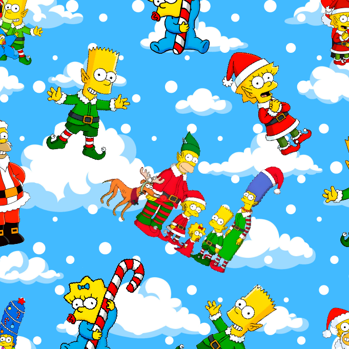 BRUSH ESTAMPADO NAVIDEÑO LOS SIMPSONS FONDO NUBES & NIEVE