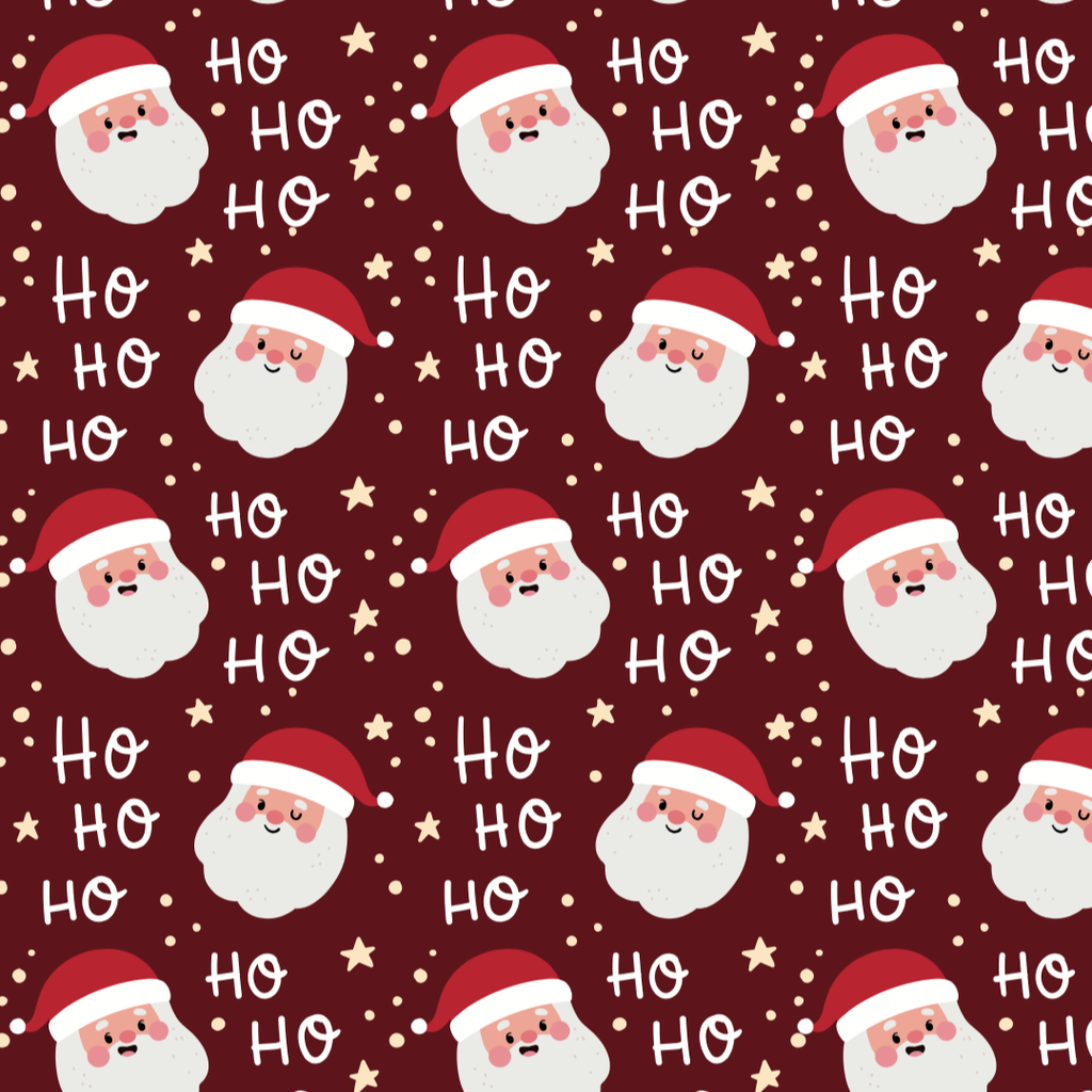 BRUSH ESTAMPADO NAVIDEÑOS SANTAS CARAS FONDO ROJO