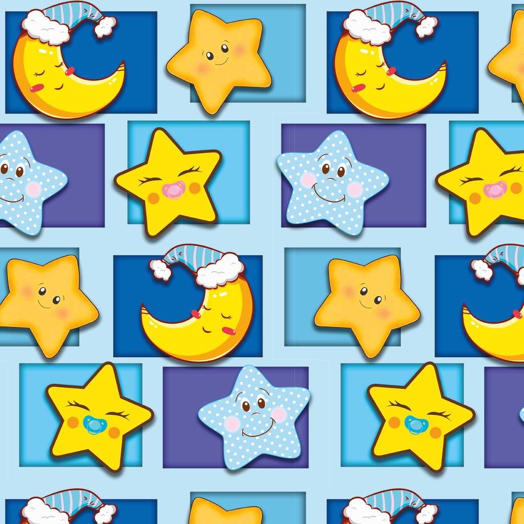BRUSH ESTAMPADO ESTRELLAS & LUNAS FONDO CUADROS