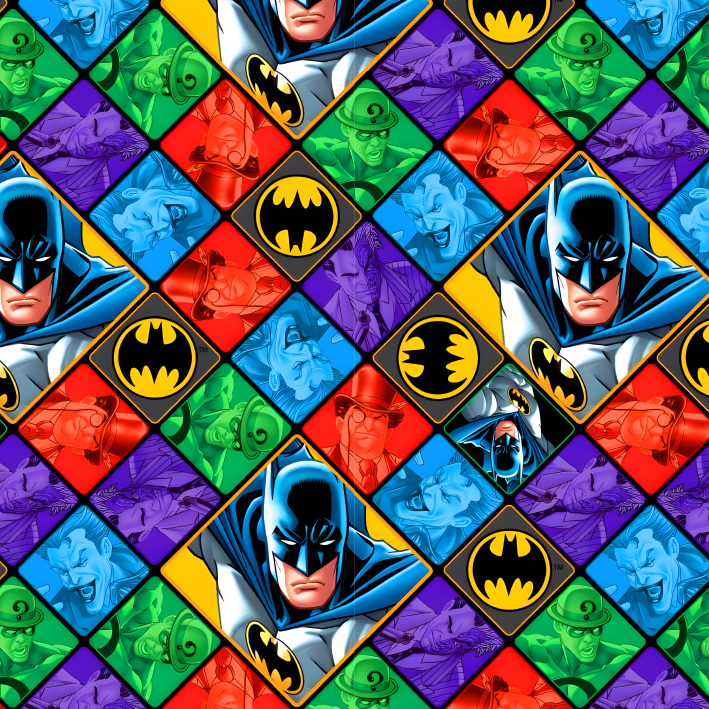 BRUSH ESTAMPADO BATMAN & VILLANOS COLLAGE FONDO COLORES